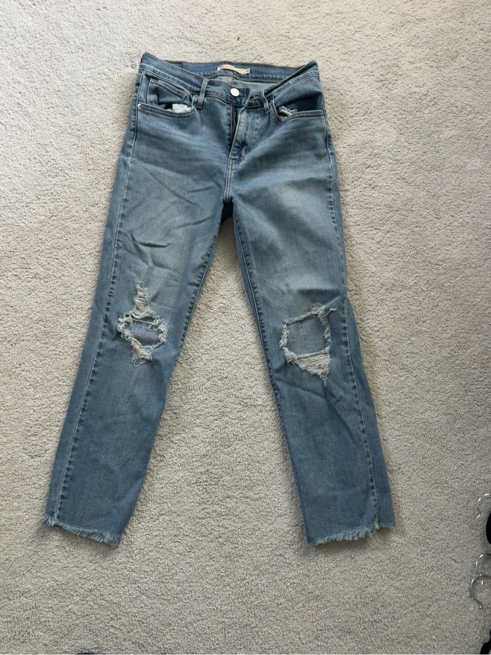 Levi's Light Blue Distressed Straight Leg Jeans